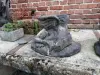 Product image 1 of the product “Lying Dragon on stone, ca. 50 cm L antique finish, pressed stone ”